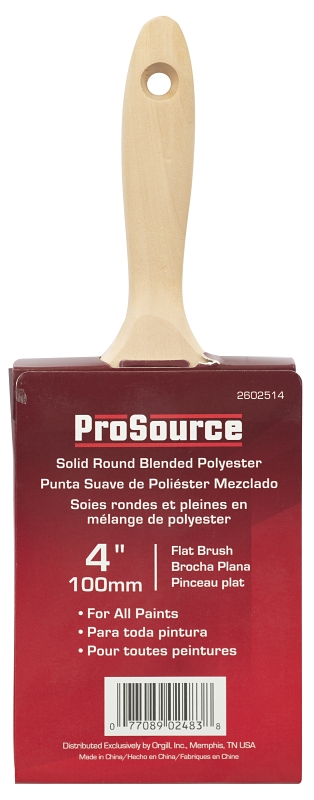 ProSource OR 11601 0400 Paint Brush, 4 in W, Flat Brush, Polyester Bristle