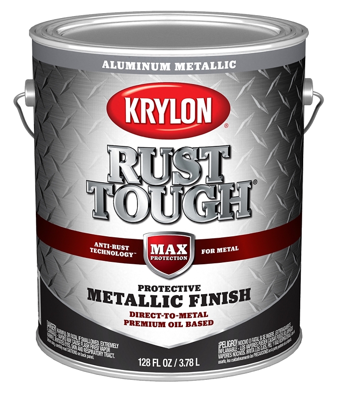 Krylon Rust Tough K09742008 Enamel Paint, Metallic Aluminum, 1 gal, 400 sq-ft/gal Coverage Area