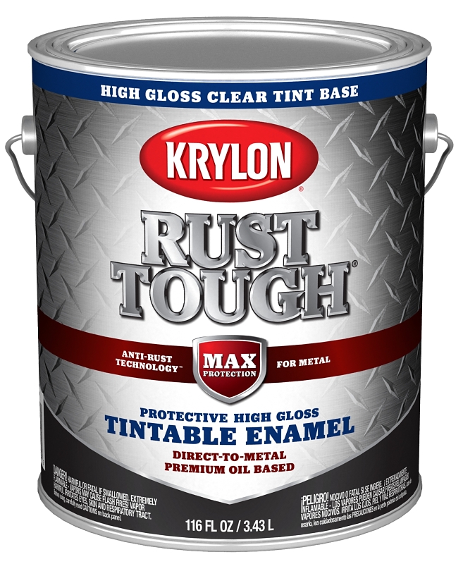 Krylon Rust Tough K09750008 Enamel Paint, Gloss Sheen, Clear, 1 gal, 400 sq-ft/gal Coverage Area