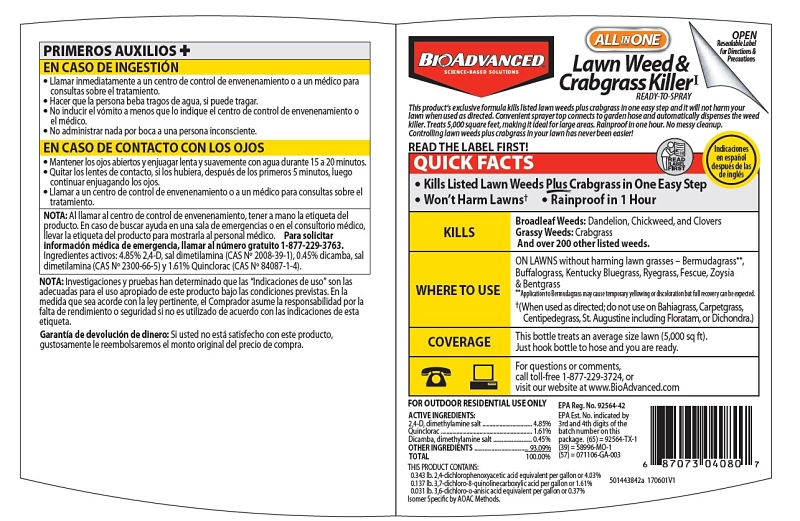 BioAdvanced 704080A Weed and Crabgrass Killer, Liquid, Black/Brown, 32 oz