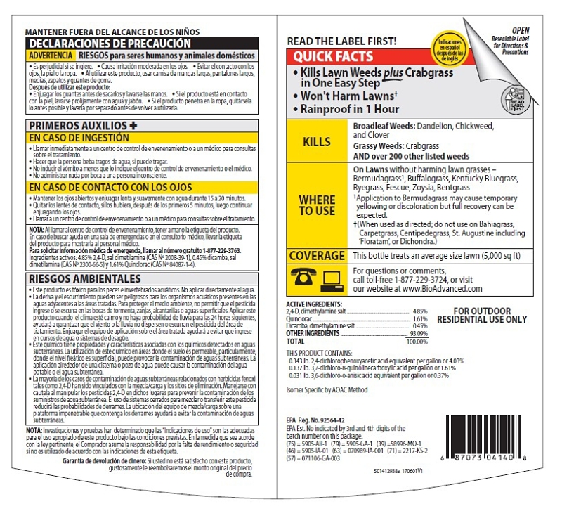BioAdvanced 704140A Crabgrass and Weed Killer, Liquid, Black/Brown, 40 oz Bottle
