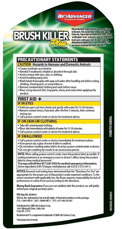 BioAdvanced 704640B Series Brush Killer, Compositions: Triclopyr, Triethylamine Salt, Ethanol, 32 oz Bottle, Liquid