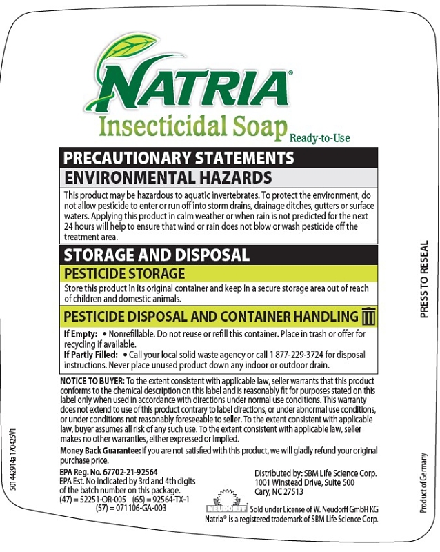 Natria 706230A Insecticidal Soap, Liquid, Spray Application, 24 oz Can