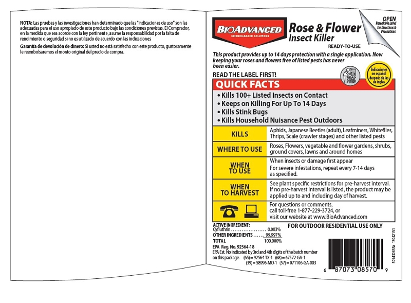 BioAdvanced 708570A Dual Action Rose and Flower Insect Killer, Liquid, Spray Application, 24 oz Bottle