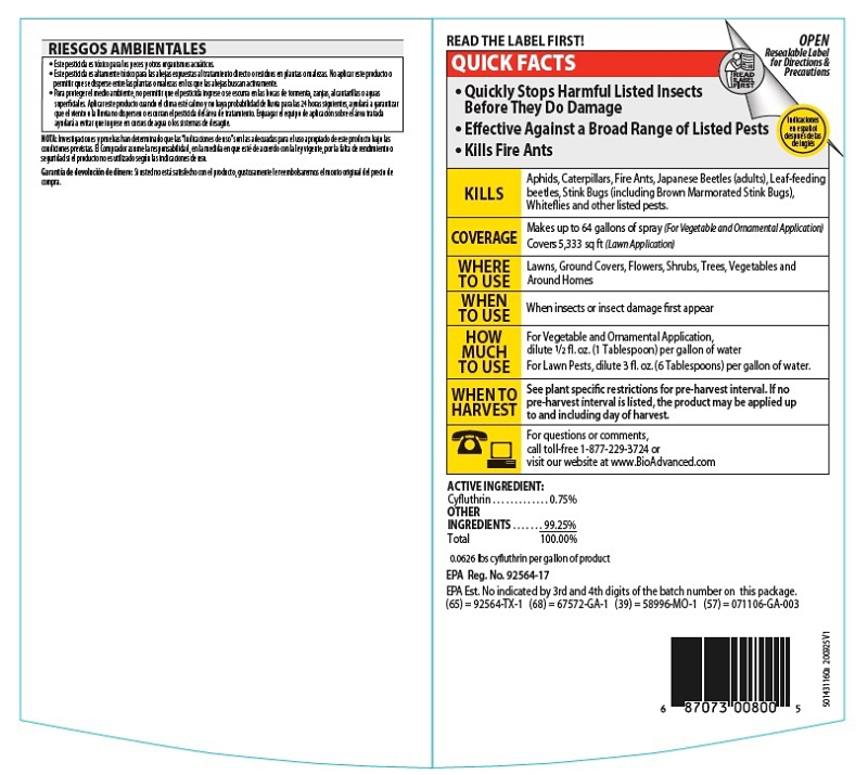 BioAdvanced 700800A Concentrated Insect and Fire Ant Killer, Liquid, Spray Application, Outdoor, 32 oz Bottle