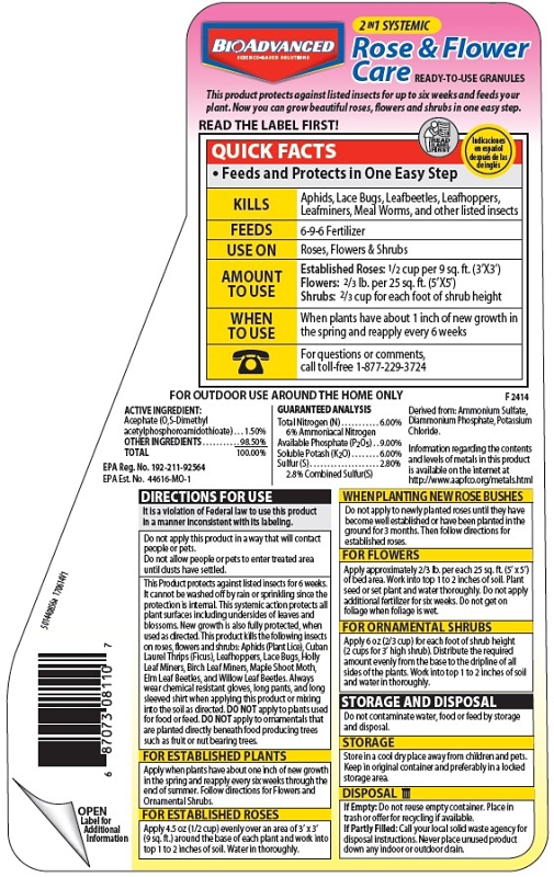 BioAdvanced 708110A Systemic Rose and Flower Care, 5 lb Bottle, Granular, 6-9-6 N-P-K Ratio