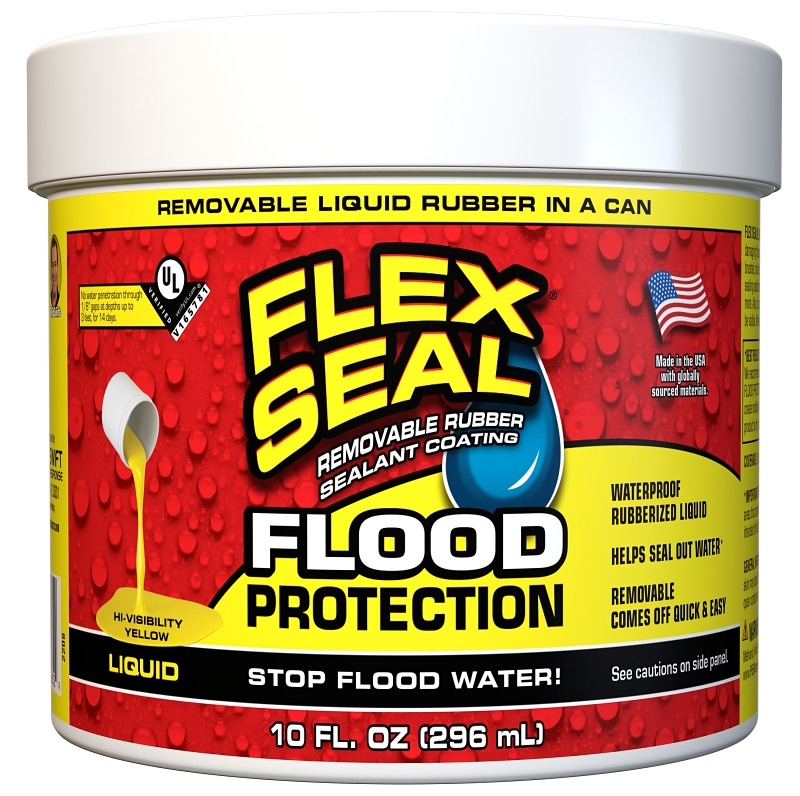 Flex Seal Flood Protection RLSYELR12 Rubberized Adhesive, Liquid, Yellow,  10 oz, Can #VORG3333515, RLSYELR12