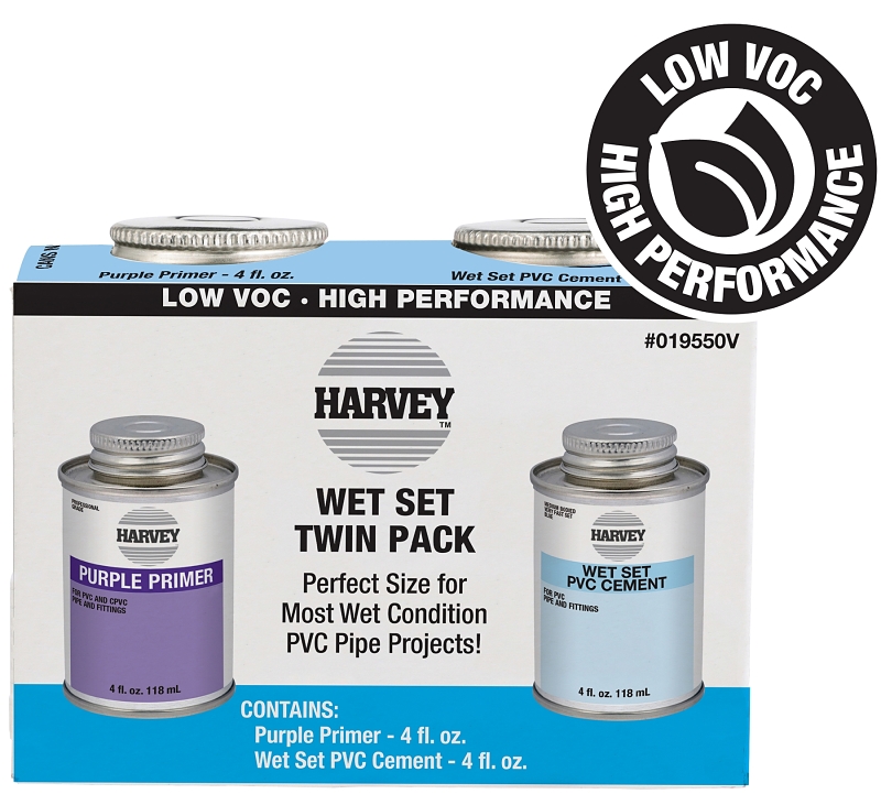 Harvey 19550V PVC Cement and Primer Kit, 4 oz, Liquid, Clear/Purple