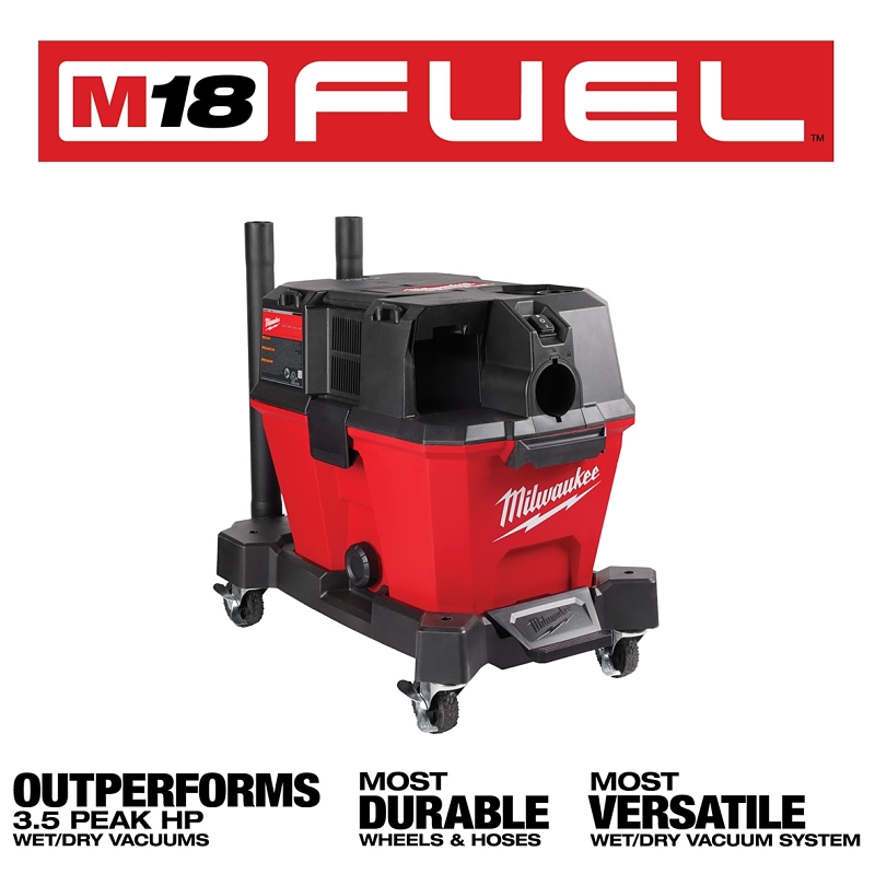 Milwaukee M18 FUEL 0910-20 Wet/Dry Vacuum, 6 gal Vacuum, 87 cfm Air, Cartridge Filter, 18 V