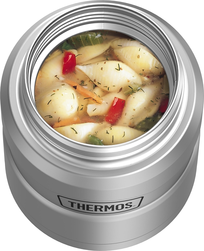 Thermos SK3000MSTRI4 STAINLESS KING Series Vacuum Insulated Food Jar with Foldable Spoon, Silver, 16 oz Capacity
