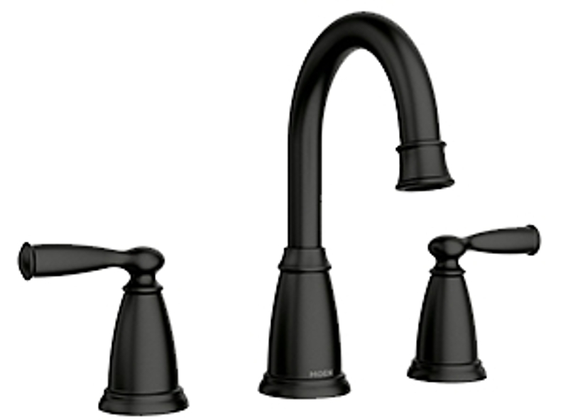 Moen Banbury 84947BL Widespread Bathroom Faucet, 1.2 gpm, 2-Handle, 3-Faucet Hole, Metal, Matte Black