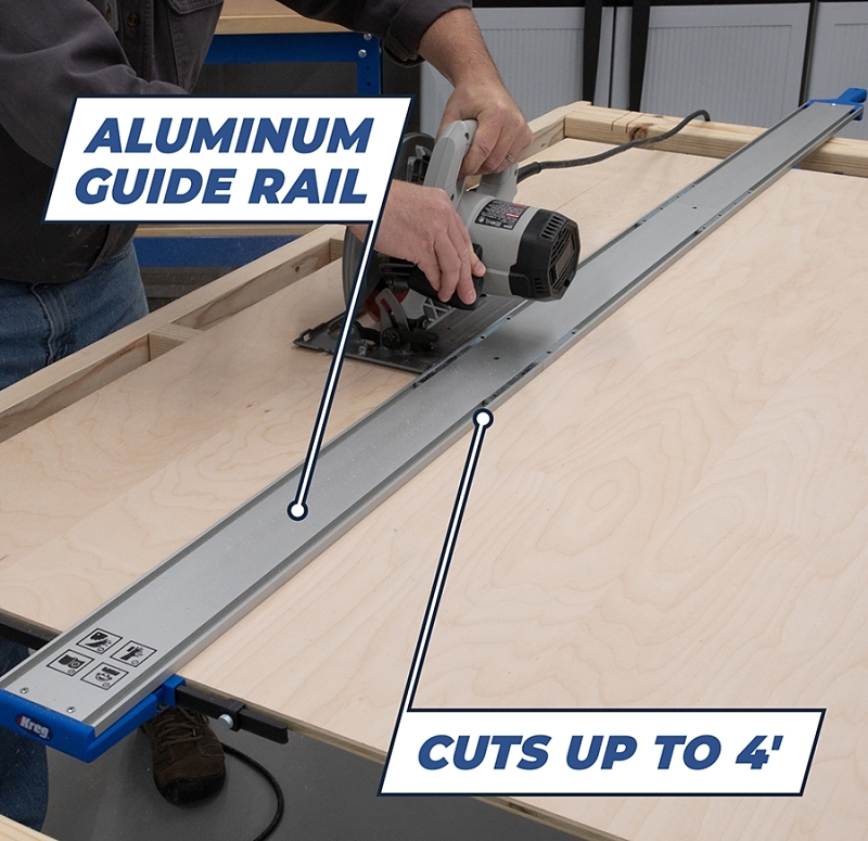 Kreg KMA4500 Series Straight Edge Guide, Specifications: 4 ft Cutting Capacity, Aluminum