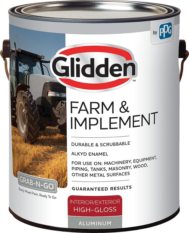 Glidden GLFIIE50AL-01 Exterior Paint, High-Gloss, Aluminum, 1 gal