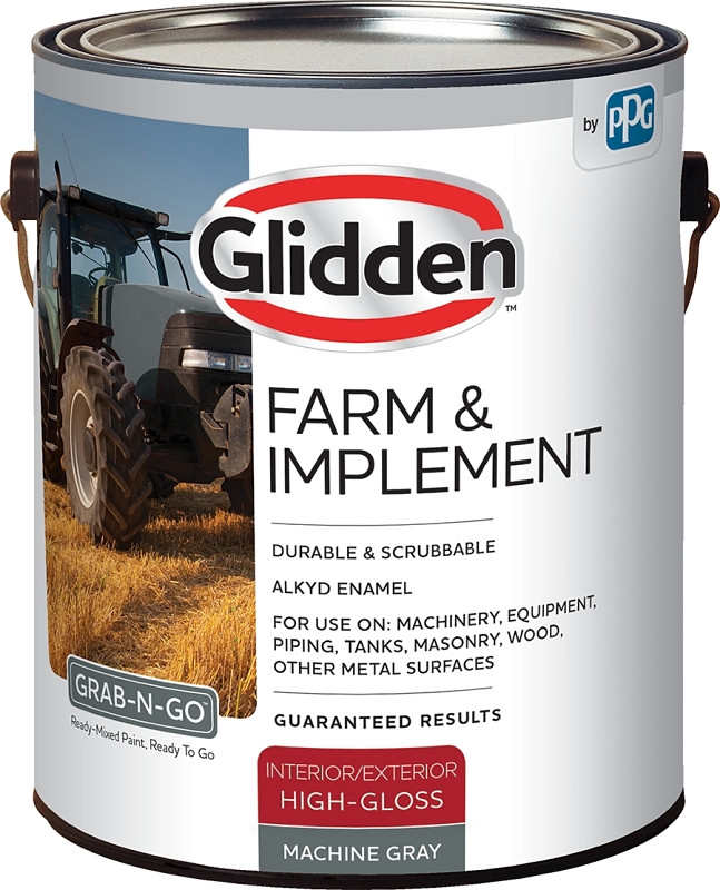 Glidden GLFIIE50MG-01 Exterior Paint, High-Gloss, Machine Gray, 1 gal