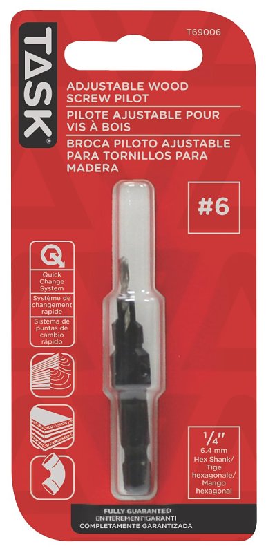 Task T69006 Screw Drill Bit, #6 Dia, 1/4 in Dia Shank, Hex Shank