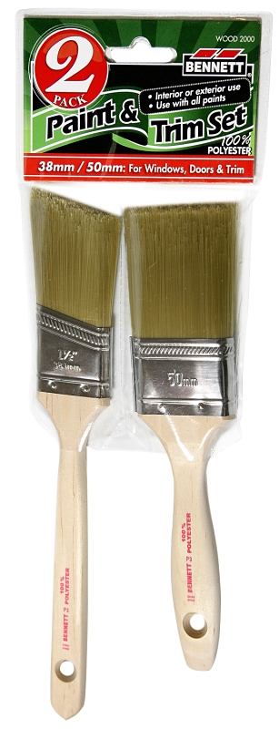 Bennett WOOD 2000 Paint Brush Set, Angular, 2-Brush