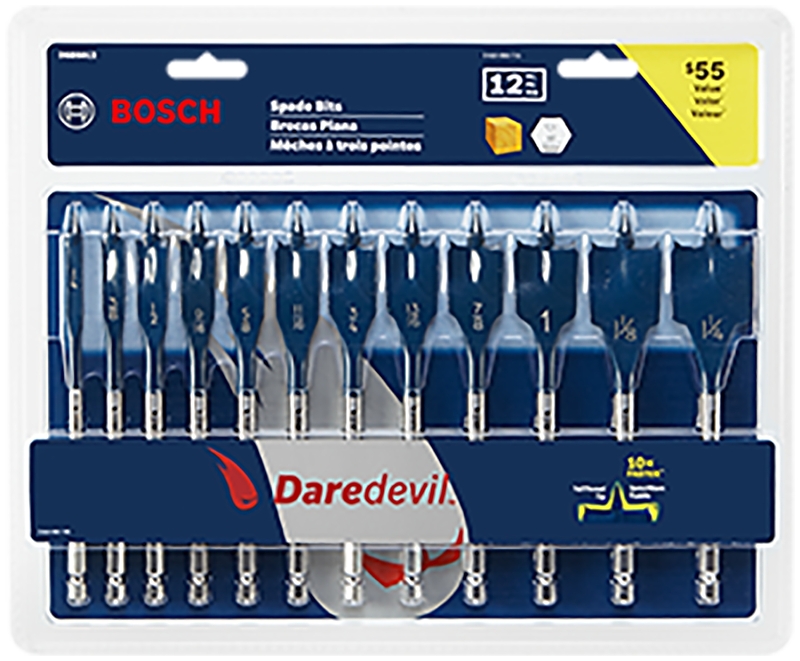 Bosch DSB5012 Spade Drill Bit Set, 12-Piece, Carbon Steel