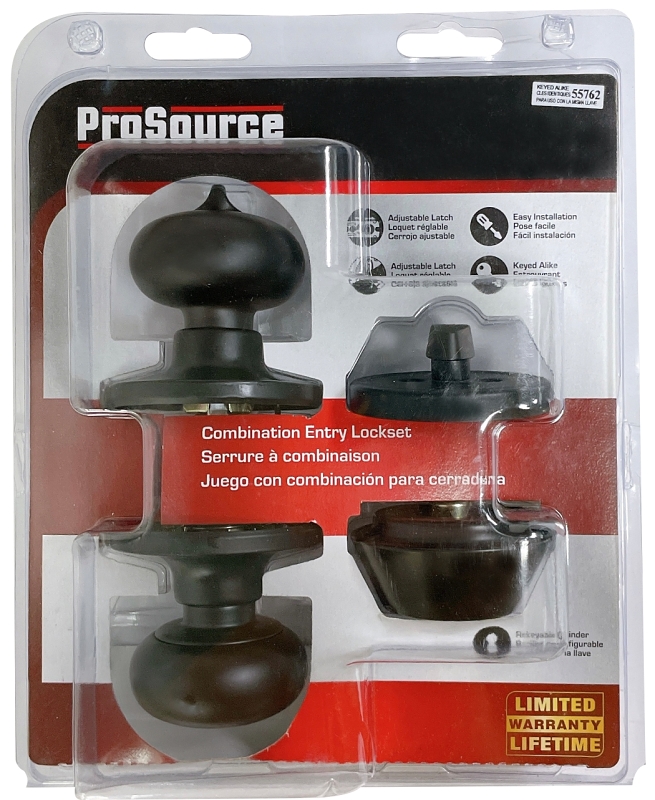 ProSource BFX9L1BSR4V24 Combo Knob Lockset, Knob Handle, Baron Design, Matte Black, 3 Grade, Metal