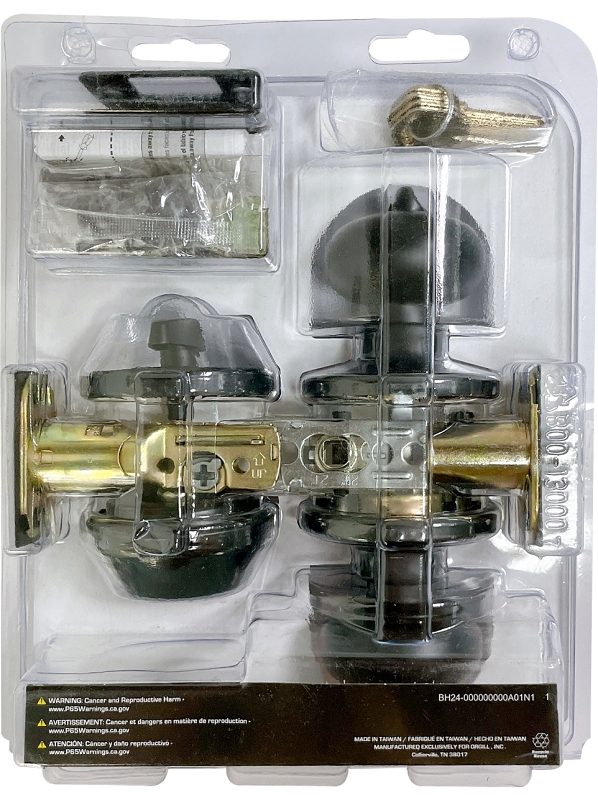 ProSource BFX9L1BSR4V24 Combo Knob Lockset, Knob Handle, Baron Design, Matte Black, 3 Grade, Metal