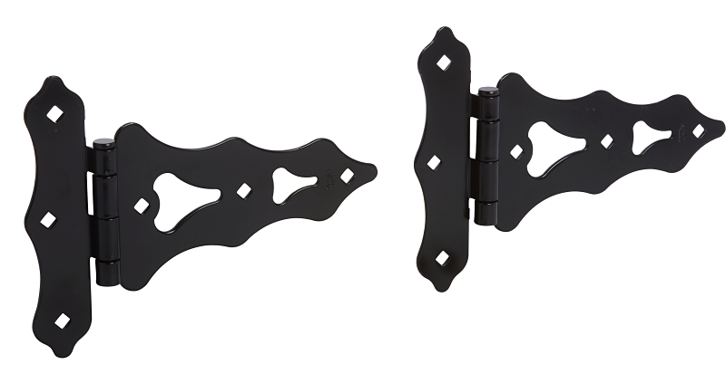National Hardware Ornamental N109-032 Series T-Hinge, 7-1/2 in Frame Height, 8 in Frame Width, Steel, Black