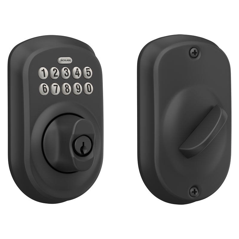 Schlage BE365 V PLY 622 Electronic Deadbolt, 19 Number of User Codes, 1 in Projection, Matte Black, 1 Grade, 1 CD