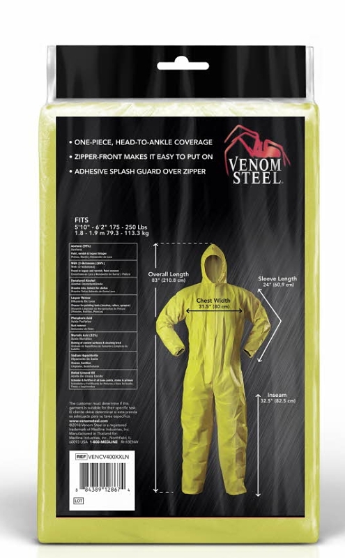 Venom Steel VENCV400XXL Coveralls, 2XL, Unisex, Fabric, Blue