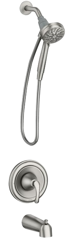 Moen Tiffin Posi-Temp 82879 Tub and Shower Faucet, Six Function Showerhead, 1.75 gpm Showerhead, 6 Spray Settings