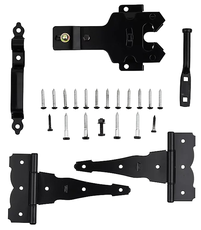 KIT GATE T-HINGE LTCH DECO BLK #VORG7467764, N109-308