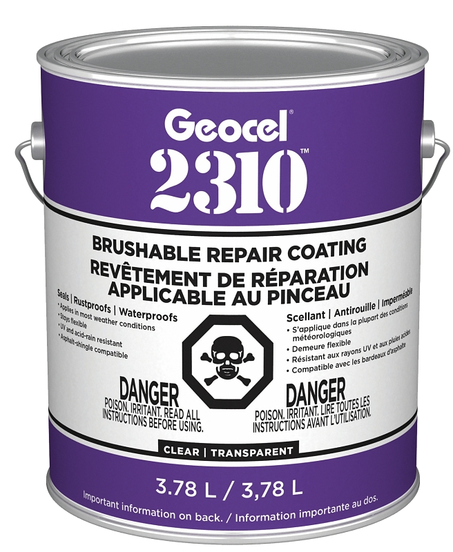 Geocel 2310 Series GC65310 Repair Coating, Liquid, Crystal Clear, 1 gal, Can