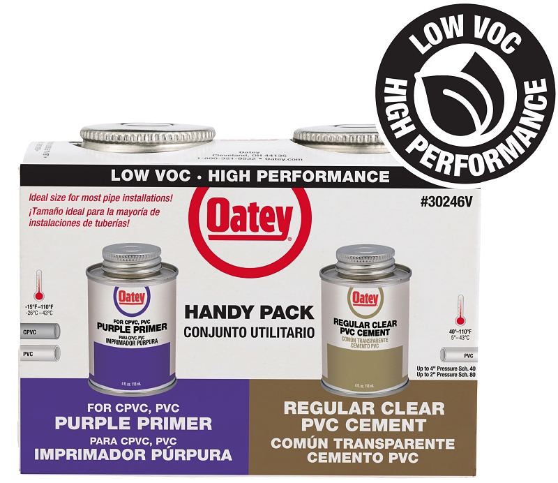 Oatey 30246V PVC Cement and Primer Kit, 4 oz, Liquid, Clear/Purple