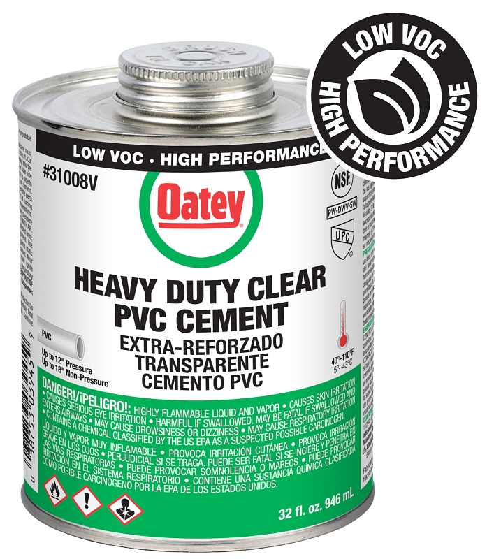 Oatey 31008LV Heavy-Duty Medium Set Cement, 32 oz Can, Liquid, Clear