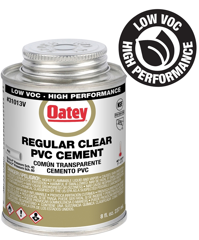 Oatey 31013V Regular-Bodied Fast Set Cement, 8 oz Can, Liquid, Clear