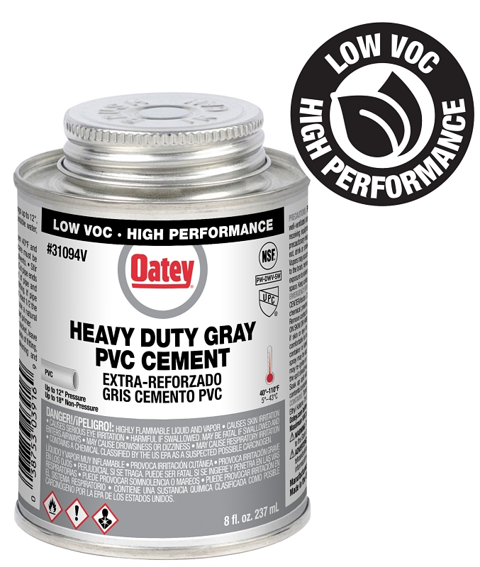 Oatey 31094V Heavy-Duty Medium Set Cement, 8 oz Can, Liquid, Gray