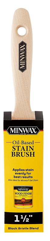 Minwax 427280150 Oil-Based Stain Brush, 1-1/2 in W, Flat Brush, 2-7/16 in L Bristle, Natural Bristle, Beavertail Handle