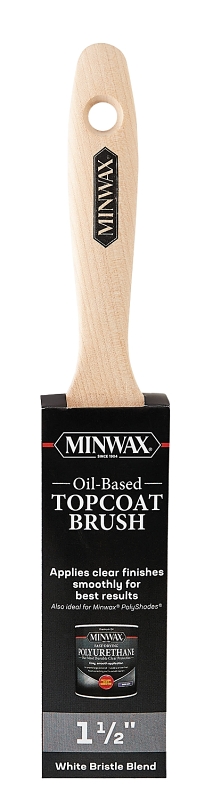 Minwax 427340150 Oil-Based Topcoat Brush, 1-1/2 in W, Flat Brush, 2-7/16 in L Bristle, Natural Bristle