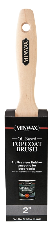 Minwax 427340200 Oil-Based Topcoat Brush, 2 in W, Flat Brush, 2-7/16 in L Bristle, Natural Bristle, Beavertail Handle