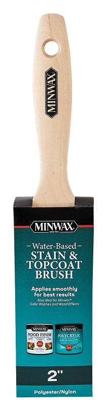 Minwax 427310200 Water-Based Stain and Topcoat Brush, 2 in W, 2-7/16 in L Bristle, Nylon/Polyester Bristle