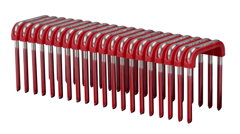 Milwaukee MNM1-600 Cable Staples, 1 in L Leg, 3/4 in W Crown, Steel, Pink/Red