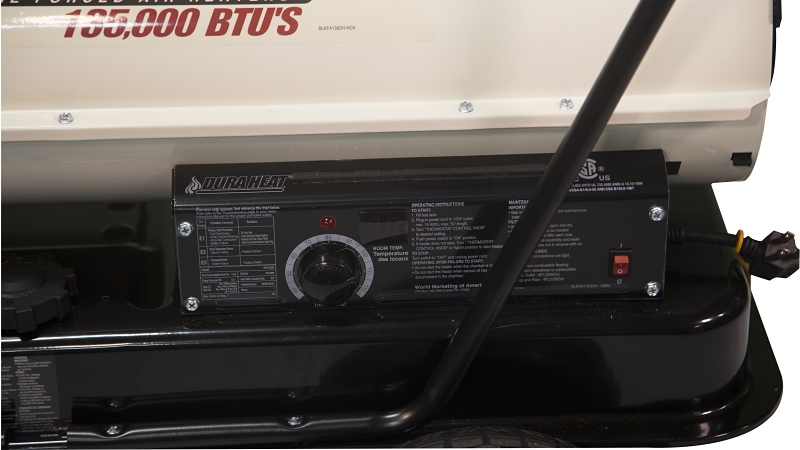 Dura Heat DFA135C Kero Forced Air Heater with Thermostat, 10 gal Fuel Tank, Kerosene, 135000 Btu, White