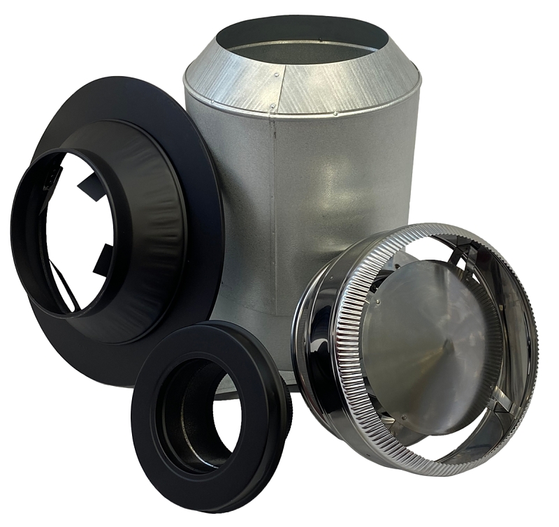 Selkirk JM6DCSP-N Ceiling Support Kit, Black, Includes: (1) Deluxe Rain Cap, (1) Adjustable Attic Insulation Shield