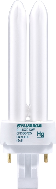 Sylvania 20480 Compact Fluorescent Bulb, 13 W, T4 Lamp, GX23 Lamp Base, 671 Lumens, 2700 K Color Temp, Soft White Light