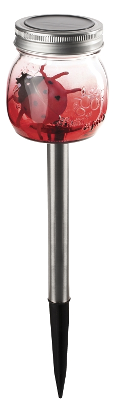 Boston Harbor 27095 Solar Mason Jar Stake Light, Ni-MH Battery, AAA Battery, 1-Lamp, LED Lamp, Metal/Glass Fixture