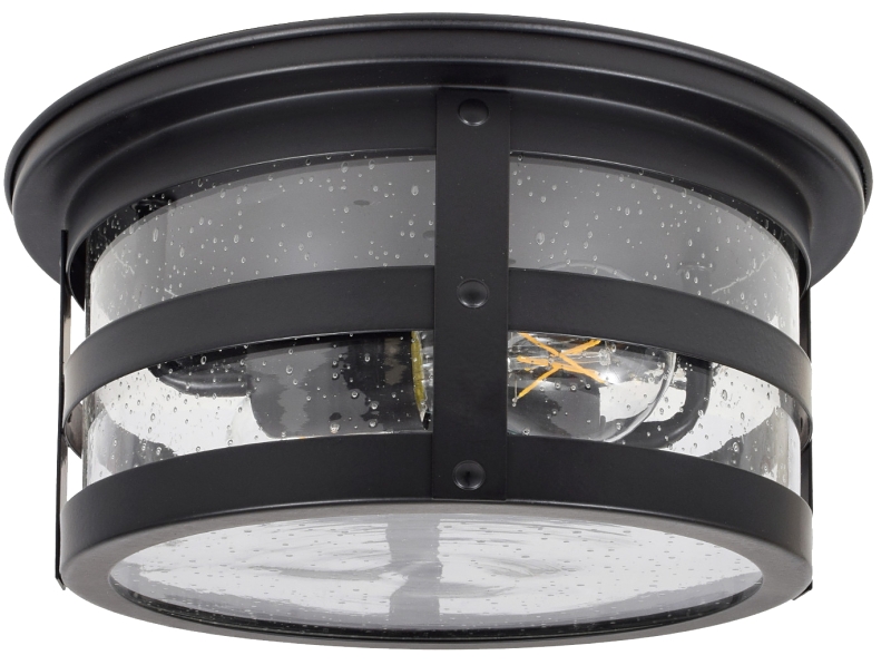 Sylvania 60079 Flush Mount Fixture, Antique Fixture, Ring Drum, Seeded Shade, 120 V, 2-Lamp, LED Lamp, 1600 Lumens