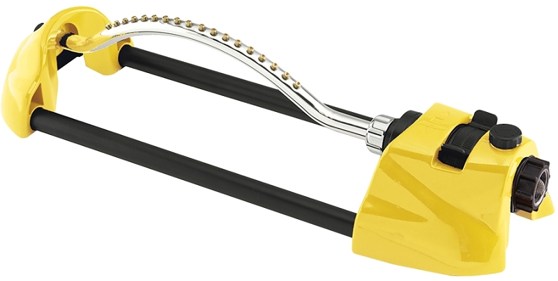 Dramm 15003 Oscillating Sprinkler, Yellow, 1110 to 3000 sq-ft, Pop-Up Nozzle Trajectory, Spray Nozzle, Brass/Zinc