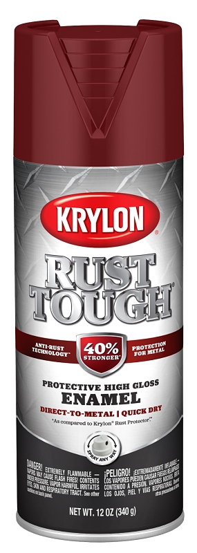 Krylon Rust Tough K09221008 Enamel Spray Paint, Gloss, Burgundy, 12 oz, Can