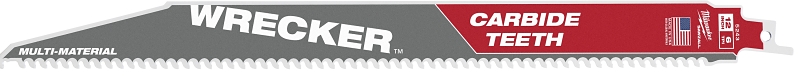 Milwaukee WRECKER 48-00-5243 Reciprocating Saw Blade, 12 in L, 6 TPI, Carbide Cutting Edge