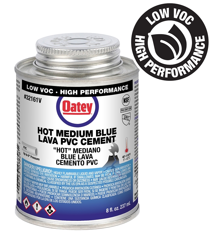 Oatey 32161LV Medium-Bodied Fast Set Cement, 8 oz Can, Liquid, Blue