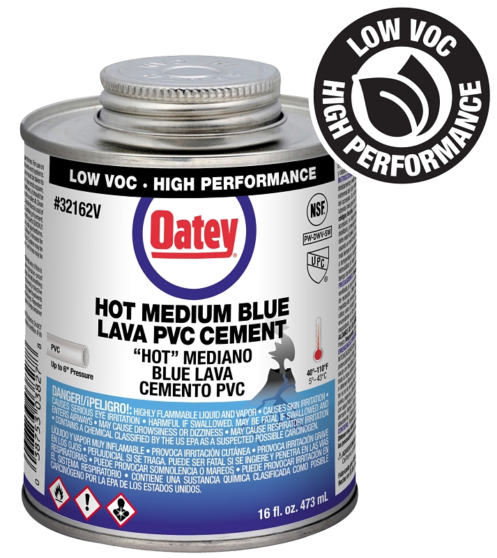 Oatey 32162V Medium-Bodied Fast Set Cement, 16 oz Can, Liquid, Blue