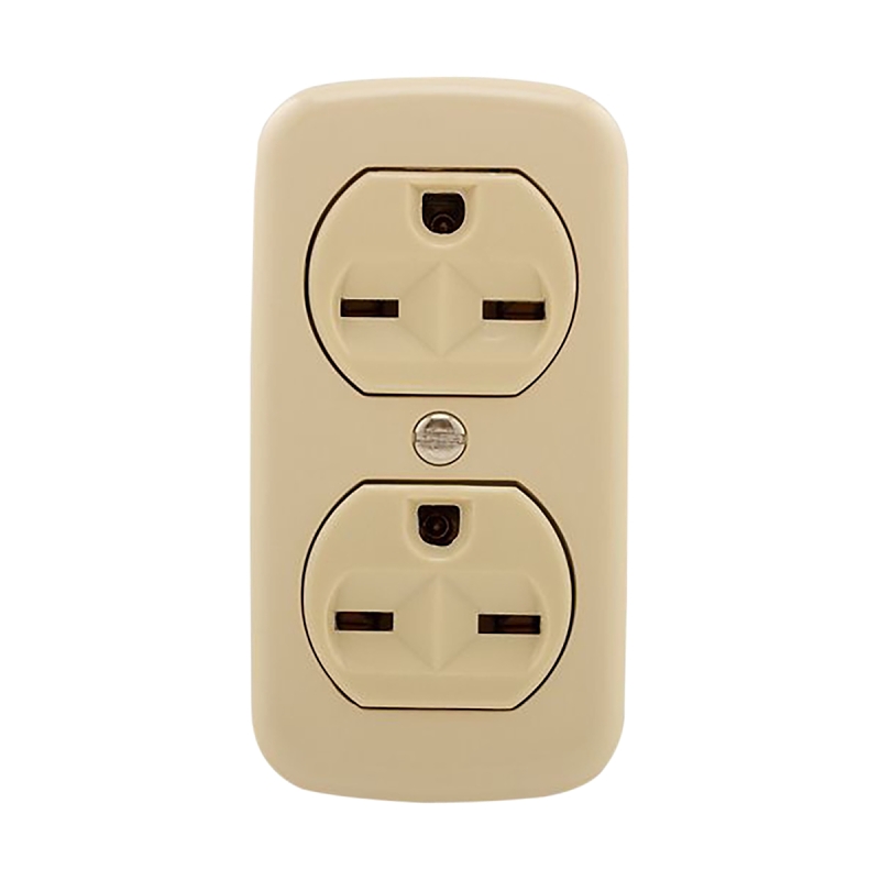 Eaton 74V-BOX Straight Blade Duplex Receptacle, 2-Pole, 15 A, 250 VAC, Back, Side Wiring, NEMA: 6-15R, Ivory