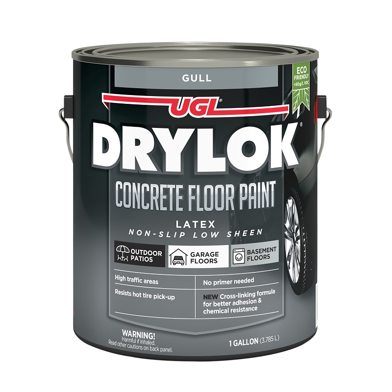 Drylok 89213 Concrete Floor Paint, Flat, Gull, 1 gal, 300 to 400 sq-ft/gal Coverage Area
